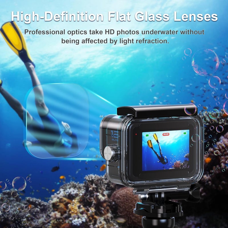 GOLRTRAL حافظة مقاومة للماء لكاميرا GoPro Hero 13 12 11 10 9 بلاك، 230 قدم/70 متر تحت الماء، غلاف واقي للغوص، ملحقات كاميرا أكشن - Image 3